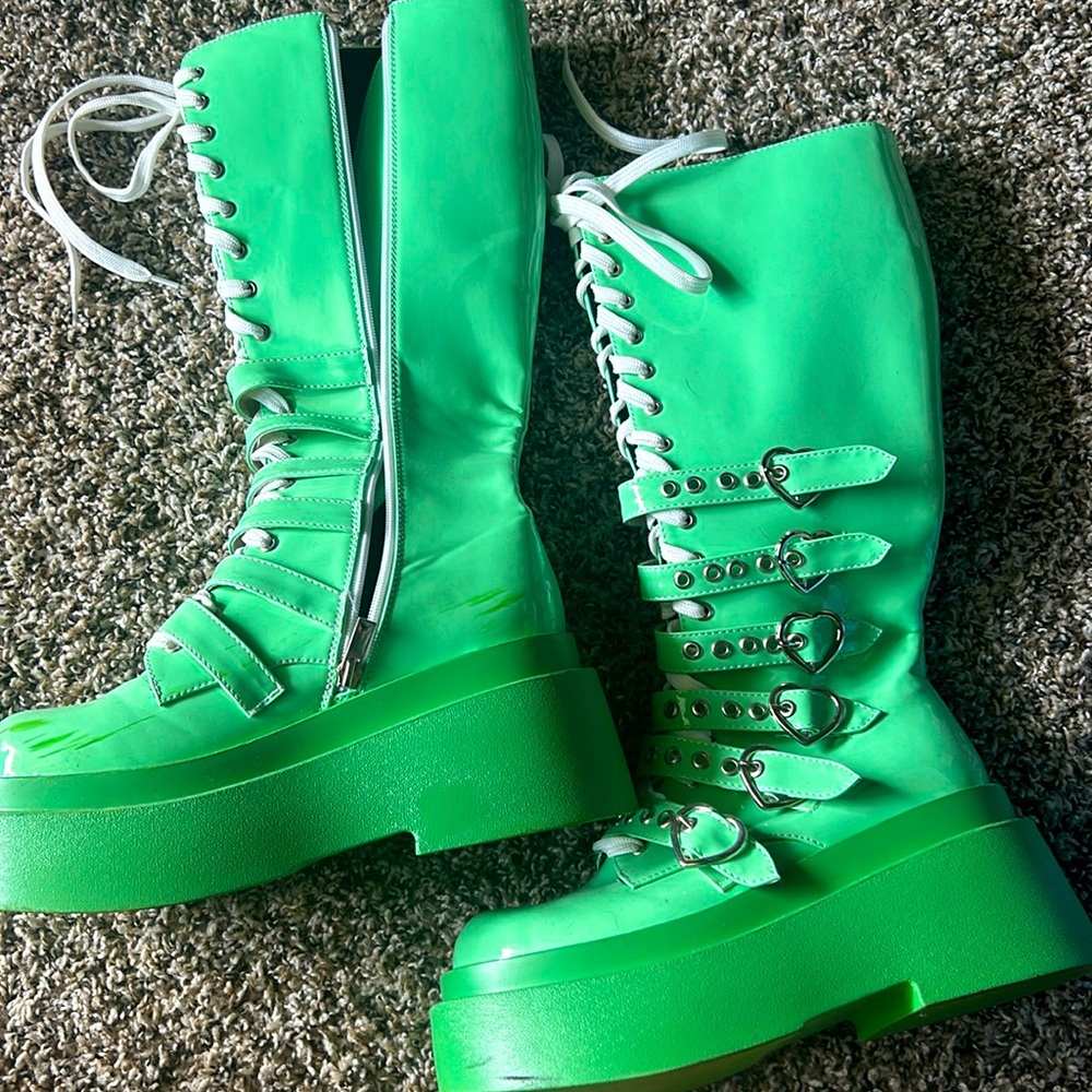 Platform green rave boots